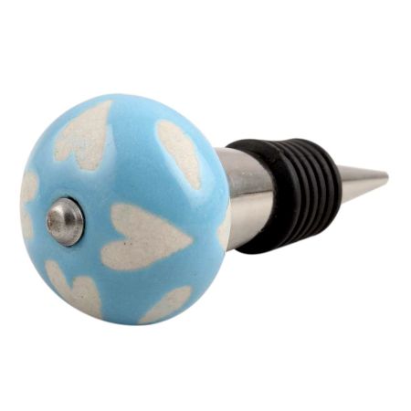 Turquoise Etched Ceramic Wine Stopper
